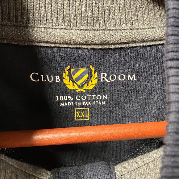 Club Room Mens XXL Navy Blue Button Mock‎ Neck Sweatshirt Cotton New Preppy - Picture 9 of 14